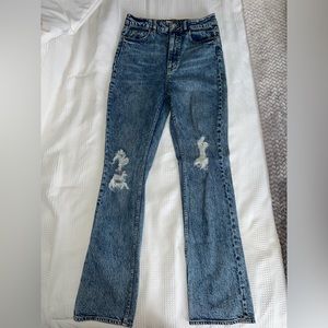 H&M acid wash high rise bootcut jeans